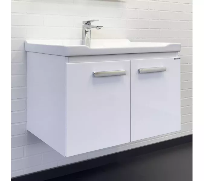 Тумба-умывальник Comforty Рига 70 белый глянец с раковиной Comforty 9335-70