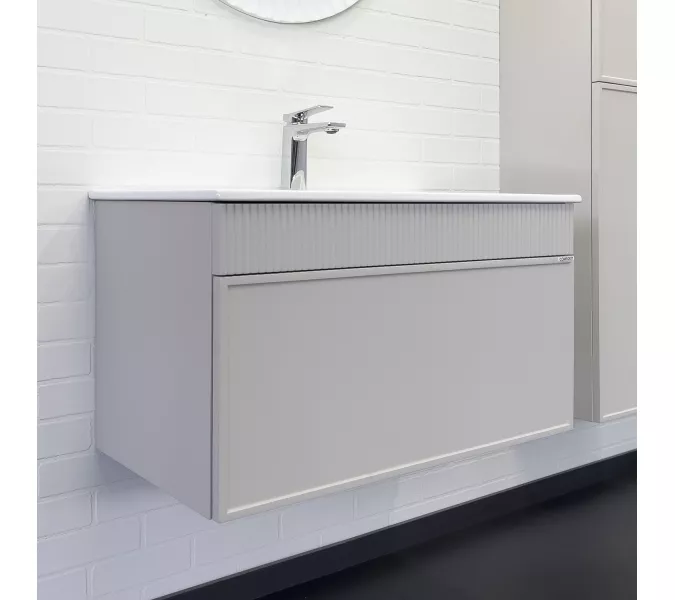 Тумба-умывальник для ванной Comforty Мадрид-80 серый шёлк с раковиной Comforty 80E, Выбрать размер: 80