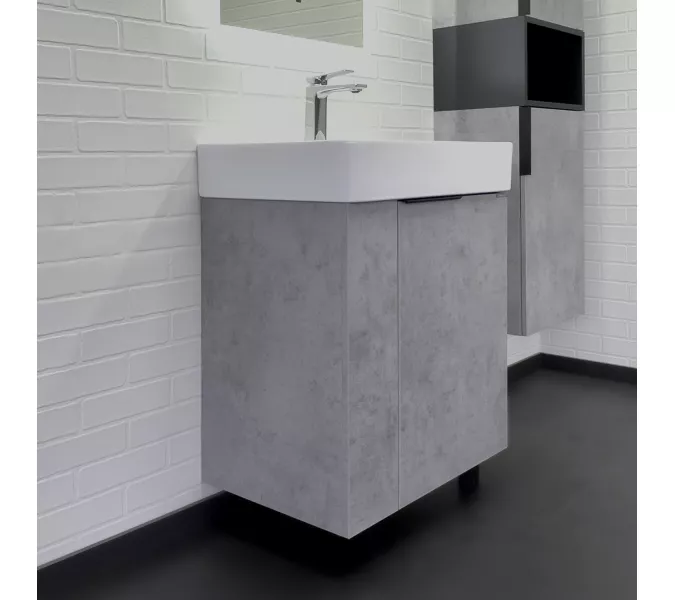 Напольная тумба-умывальник Comforty Асти 60Н бетон светлый с раковиной Comforty CF3WL032, Выбрать цвет: Бетон светлый