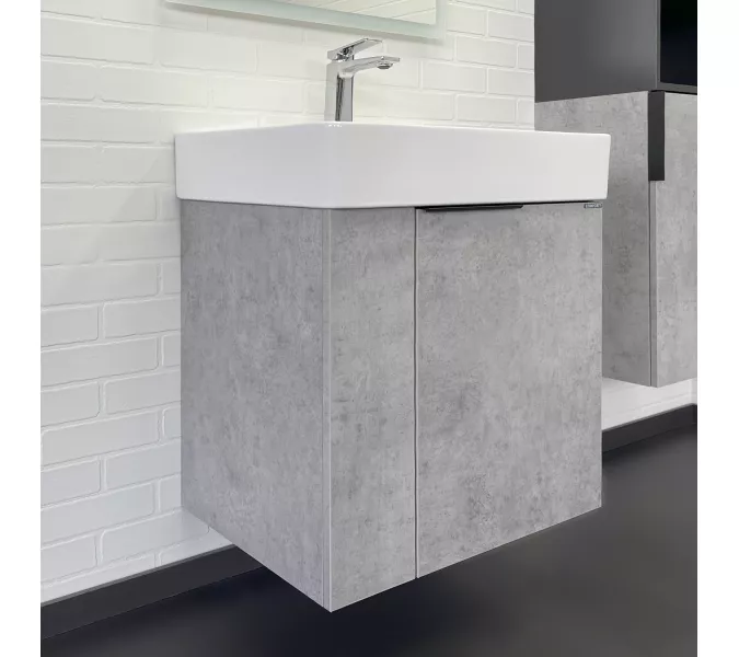 Подвесная тумба-умывальник Comforty Асти-60П бетон светлый с раковиной CF3WL032, Выбрать цвет: Бетон светлый