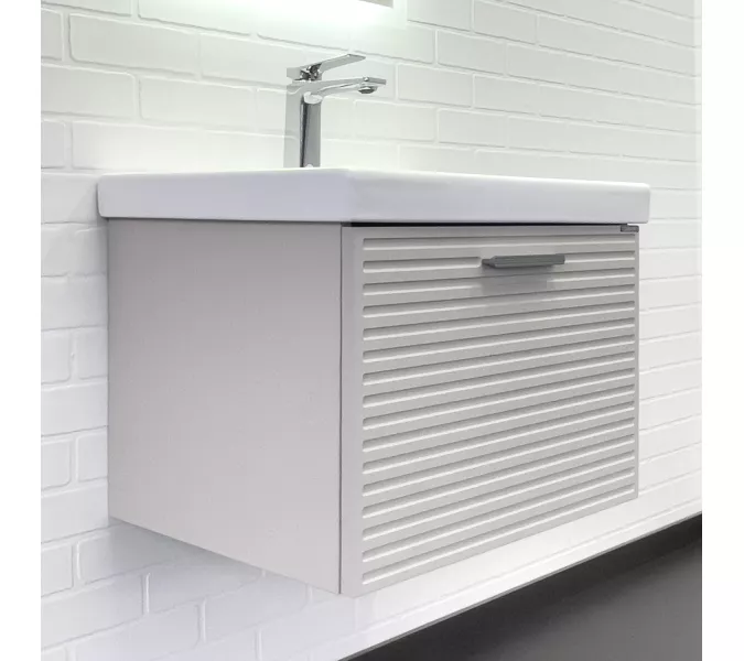 Тумба-умывальник Comforty Касабланка-60/80 серый шёлк с раковиной, Выбрать размер: 60, Внешний вид: с раковиной Moduo 60