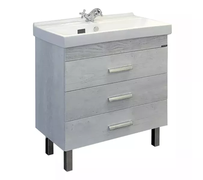 Тумба-умывальник Comforty  Никосия, Выбрать размер: 80, Тип: Тумба напольная, Выбрать цвет: Дуб белый, Комплектация: раковина Fest 80