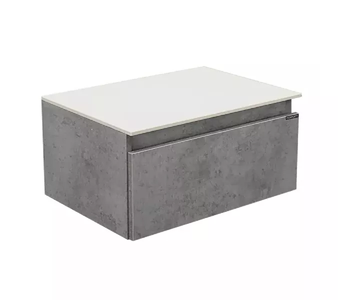 COMFORTY. Тумба подвесная "Осло-60" бетон светлый с белой столешницей без раковины