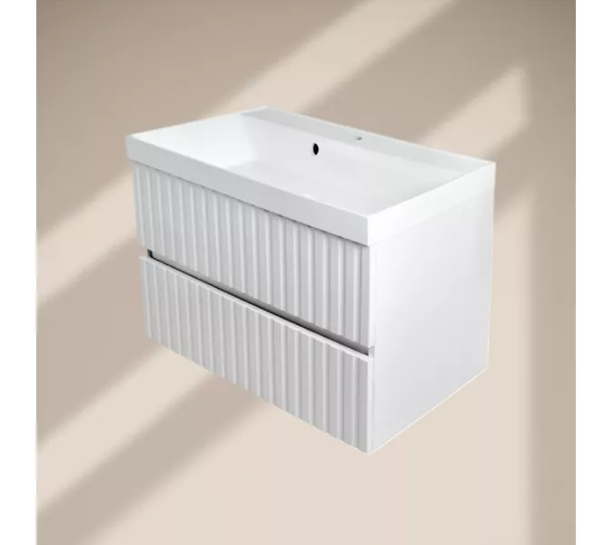 Тумба подвесная ACWEN Элеганс  белый матовый с раковиной, Выбрать цвет: Белый матовый, Выбрать размер: 70, изображение 4