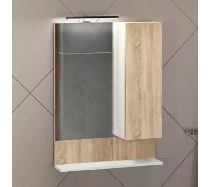 Зеркало-шкаф Comforty Рига, дуб сонома, Выбрать размер: 60