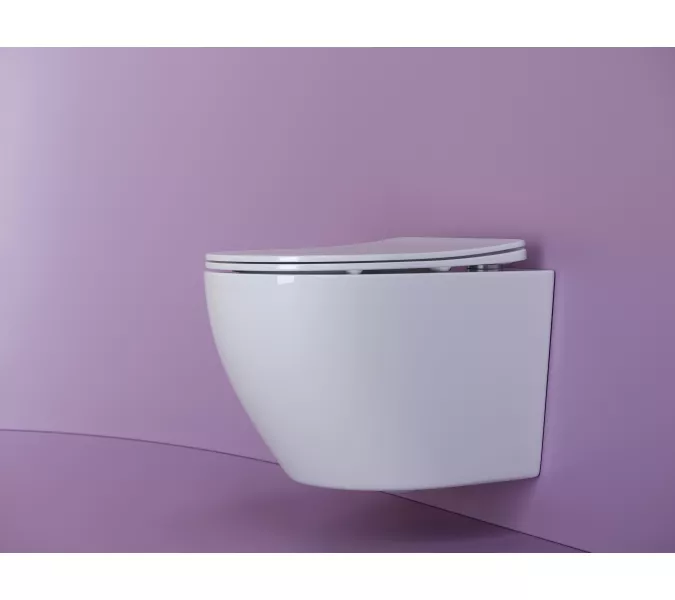 Подвесной унитаз CERAMICANOVA Uno Rimless, Выбрать цвет: Белый, изображение 3