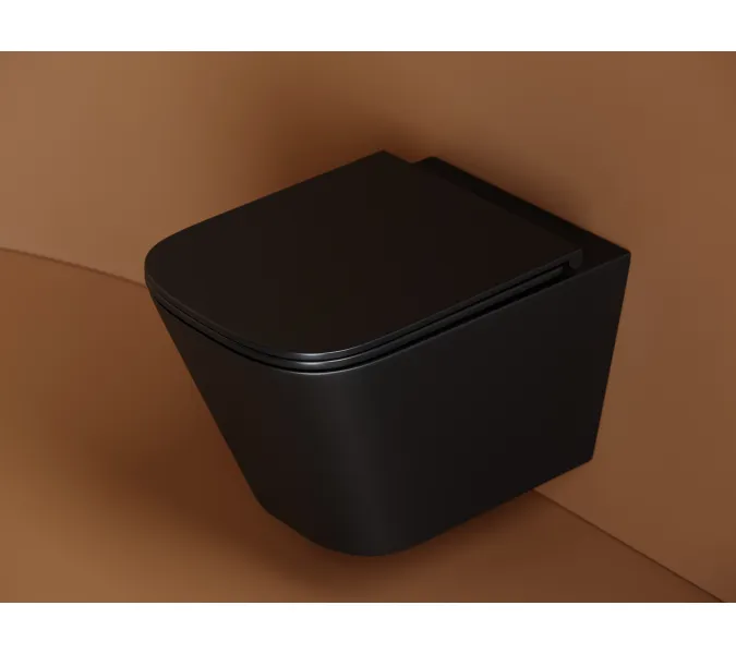 Подвесной унитаз CERAMICANOVA Union безободковый, смыв торнадо, Выбрать цвет: Черный матовый, изображение 3