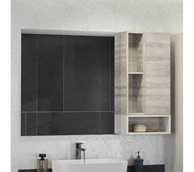 Зеркало-шкаф Comforty Прага, дуб белый, Выбрать размер: 120