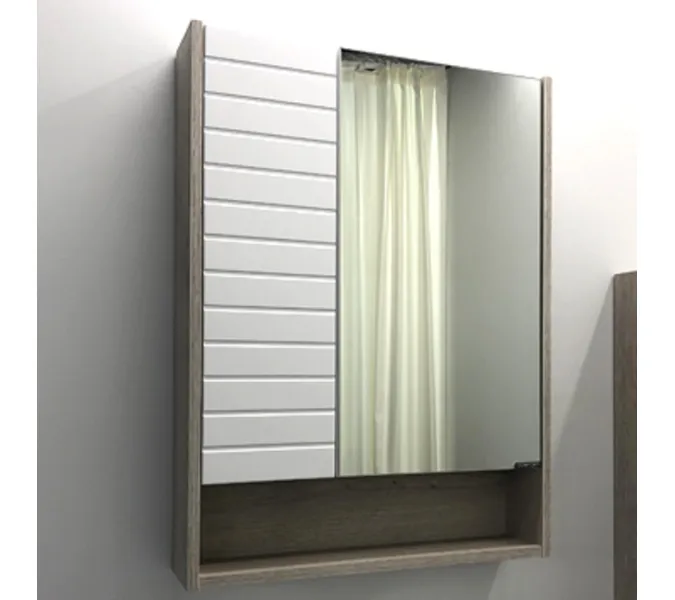 Зеркало-шкаф Comforty Клеон 60/75/90 белый/дуб дымчатый, Выбрать размер: 60, Выбрать цвет: Белый/Дуб дымчатый