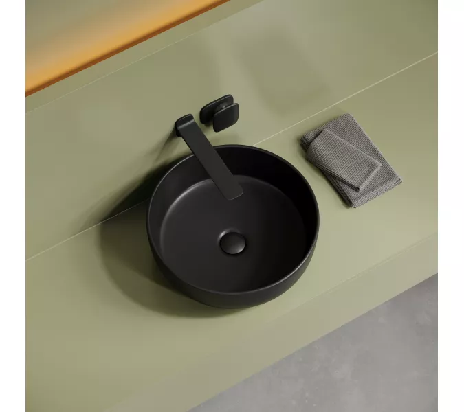 Раковина накладная CERAMICANOVA Taycan,круглая, 375x375x140, черная матовая, Выбрать цвет: Черный матовый