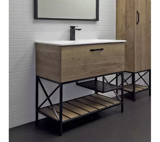 Тумба-умывальник Comforty Бредфорд 75/90 дуб темный с раковиной Comforty, Выбрать цвет: дуб темный, Выбрать размер: 90, Комплектация: с белой раковиной 90