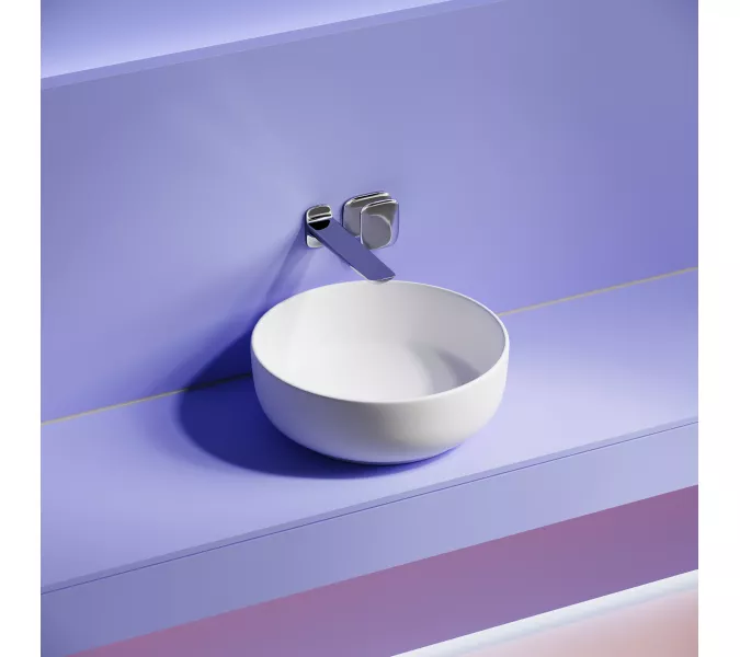 Раковина накладная CERAMICANOVA Taycan, круглая, 375x375x140, белая матовая, Выбрать цвет: Белый матовый, изображение 2