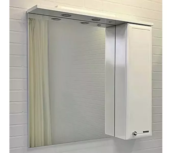 COMFORTY. Зеркало-шкаф "Сочи-85/100" белый глянец, Выбрать размер: 85