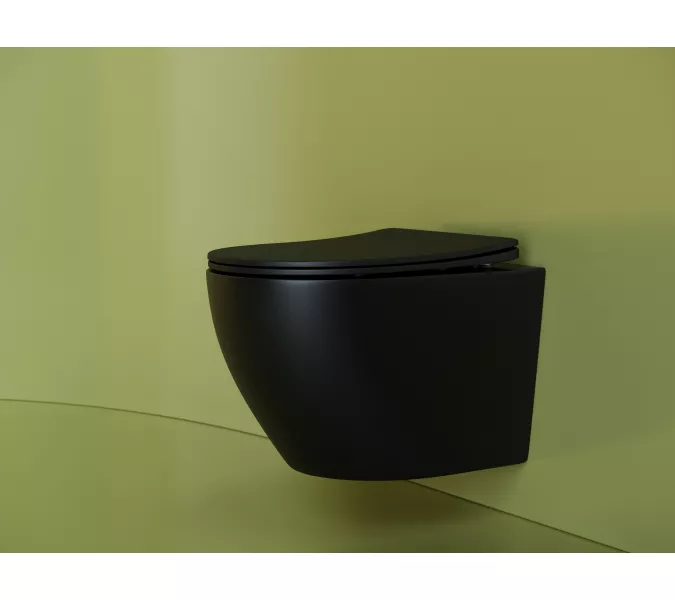 Подвесной унитаз CERAMICANOVA Uno Rimless, Выбрать цвет: Черный матовый, изображение 2