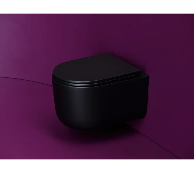 Подвесной унитаз CERAMICANOVA Ulma безободковый, смыв торнадо, Выбрать цвет: Черный матовый, изображение 2