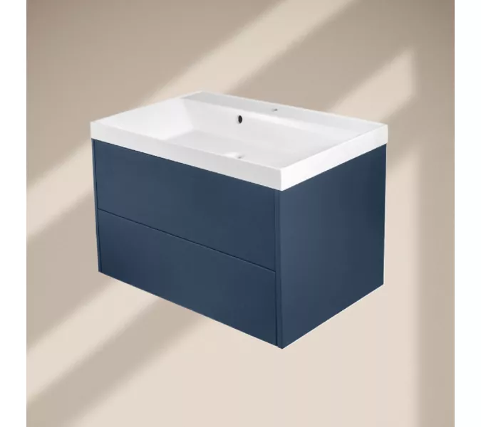 Тумба подвесная ACWEN МОДЕРН 80 темно-синий матовый с раковиной Слим 80, Выбрать цвет: тёмно-синий матовый, Выбрать размер: 80, изображение 5