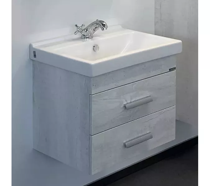 Тумба-умывальник Comforty  Никосия, Выбрать размер: 60, Тип: Тумба подвесная, Выбрать цвет: Дуб белый, Комплектация: раковина Fest 60 F01