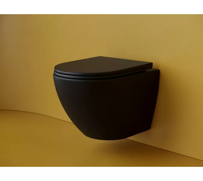 Подвесной унитаз CERAMICANOVA Metropol безободковый, смыв торнадо, Выбрать цвет: Черный матовый, изображение 2