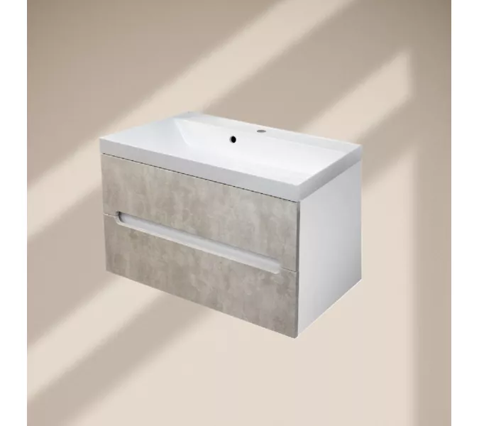 Тумба  подвесная ACWEN TORNO 80  айс фраппе, с раковиной Слим 80, Выбрать цвет: айс фраппе, Выбрать размер: 80, Внешний вид: с белой раковиной, изображение 5