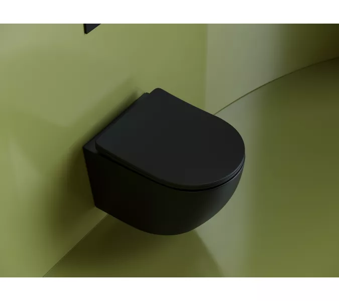 Подвесной унитаз CERAMICANOVA Uno Rimless, Выбрать цвет: Черный матовый, изображение 4