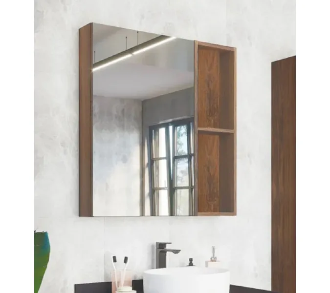 Зеркало-шкаф Comforty Порто дуб темно-коричневый, Выбрать цвет: Дуб темно-коричневый, Выбрать размер: 75