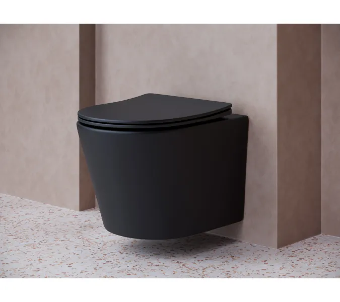 Подвесной унитаз CERAMICANOVA Balearica Rimless (цвет Черный Матовый), Выбрать цвет: Черный матовый, изображение 2