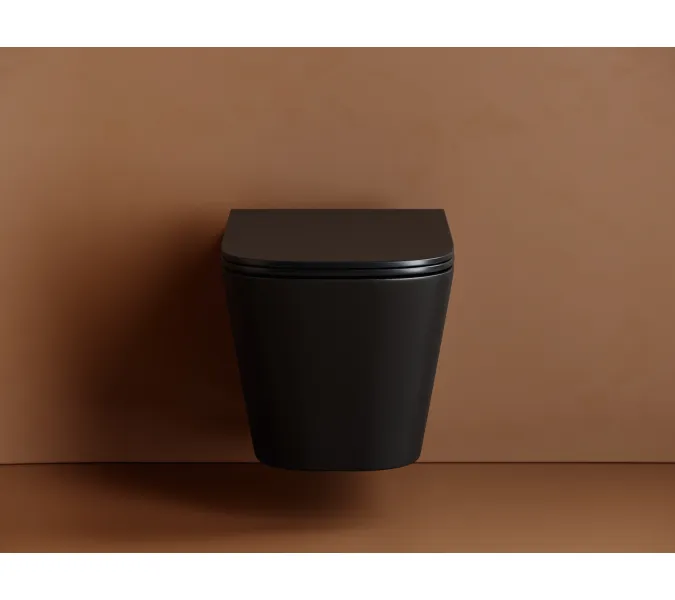 Подвесной унитаз CERAMICANOVA Union безободковый, смыв торнадо, Выбрать цвет: Черный матовый, изображение 2