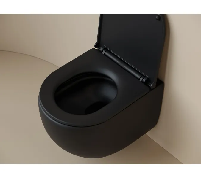 Подвесной унитаз  CERAMICANOVA UP безободковый, смыв торнадо, Выбрать цвет: Черный матовый, изображение 7