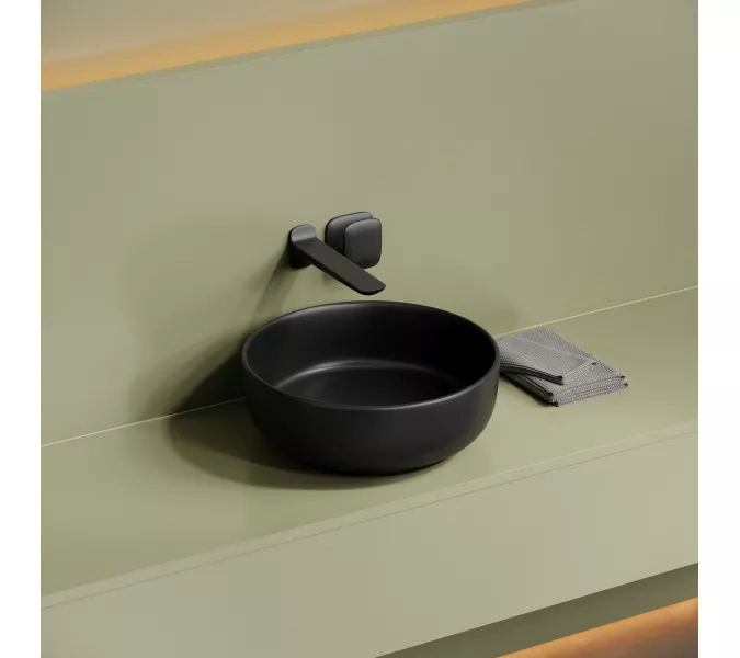 Раковина накладная CERAMICANOVA Taycan,круглая, 375x375x140, черная матовая, Выбрать цвет: Черный матовый, изображение 3