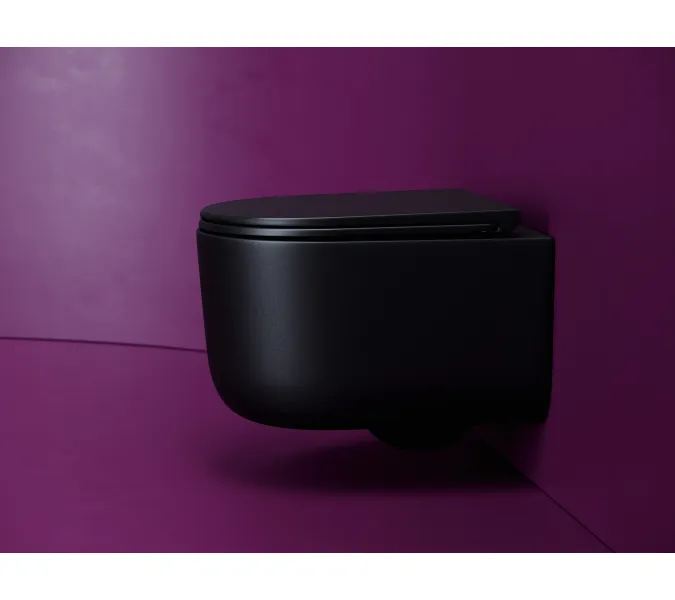 Подвесной унитаз CERAMICANOVA Ulma безободковый, смыв торнадо, Выбрать цвет: Черный матовый, изображение 3