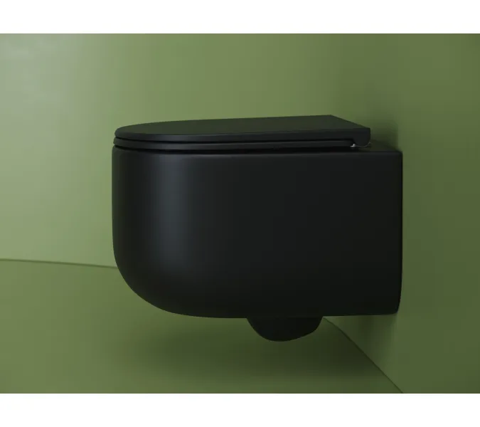 Подвесной унитаз CERAMICANOVA Ulma Rimless, Выбрать цвет: Черный матовый, изображение 4