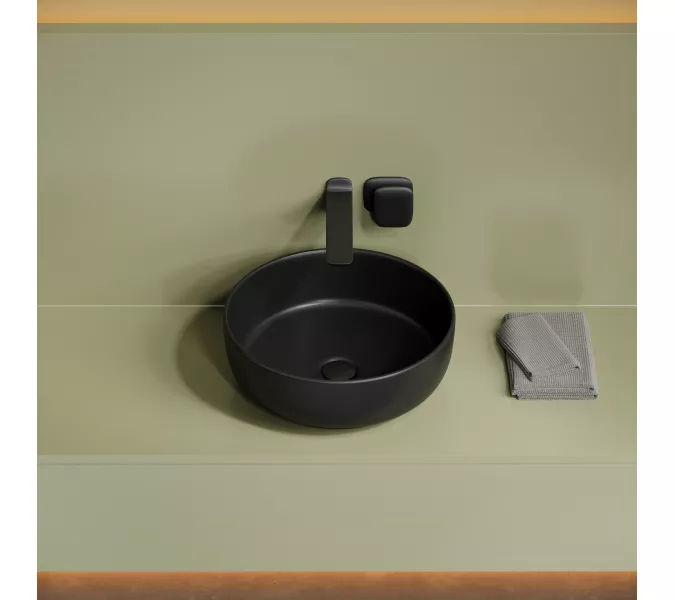 Раковина накладная CERAMICANOVA Taycan,круглая, 375x375x140, черная матовая, Выбрать цвет: Черный матовый, изображение 2