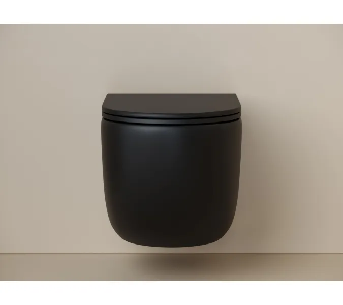 Подвесной унитаз  CERAMICANOVA UP безободковый, смыв торнадо, Выбрать цвет: Черный матовый, изображение 3