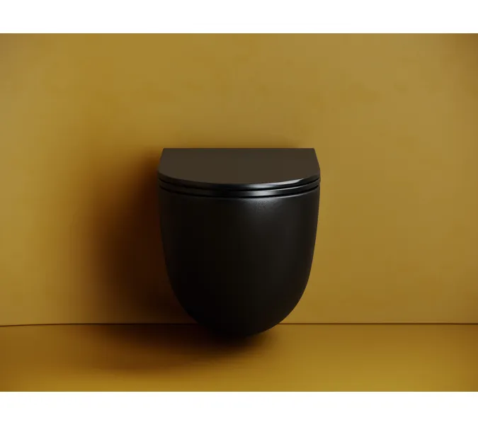 Подвесной унитаз CERAMICANOVA Vogue безободковый, смыв торнадо, Выбрать цвет: Черный матовый, изображение 4