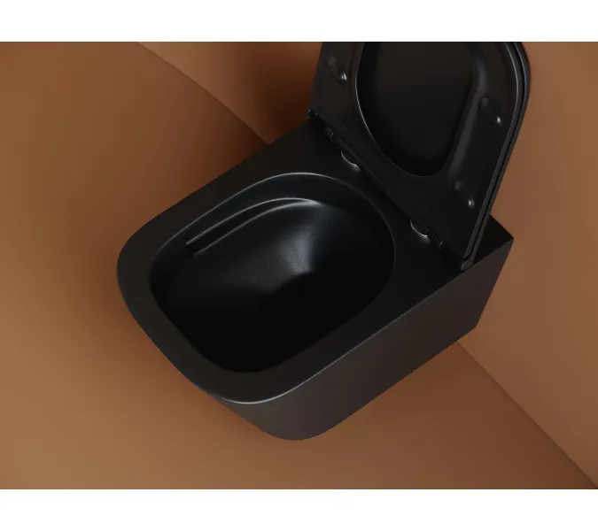 Подвесной унитаз CERAMICANOVA Union безободковый, смыв торнадо, Выбрать цвет: Черный матовый, изображение 6