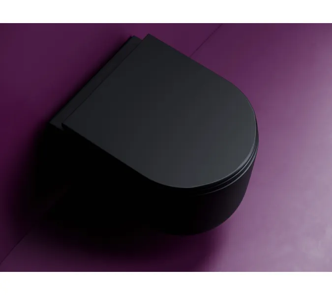 Подвесной унитаз CERAMICANOVA Ulma безободковый, смыв торнадо, Выбрать цвет: Черный матовый, изображение 5