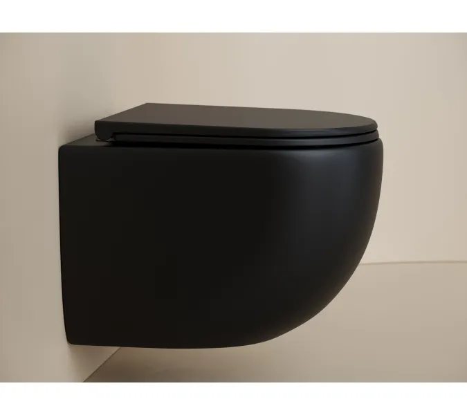 Подвесной унитаз  CERAMICANOVA UP безободковый, смыв торнадо, Выбрать цвет: Черный матовый, изображение 4