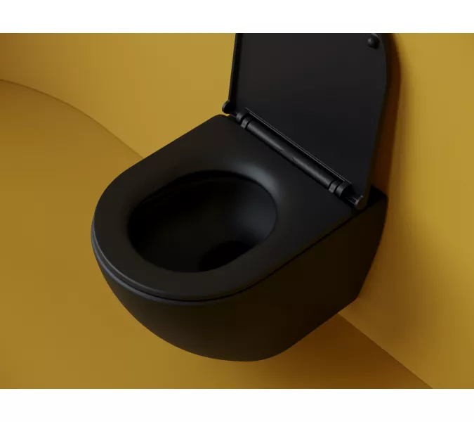 Подвесной унитаз CERAMICANOVA Metropol безободковый, смыв торнадо, Выбрать цвет: Черный матовый, изображение 4