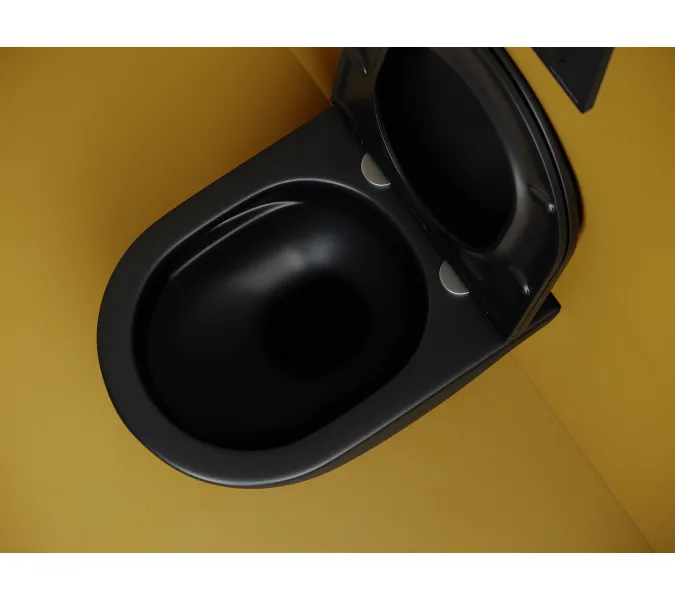 Подвесной унитаз CERAMICANOVA Vogue безободковый, смыв торнадо, Выбрать цвет: Черный матовый, изображение 7