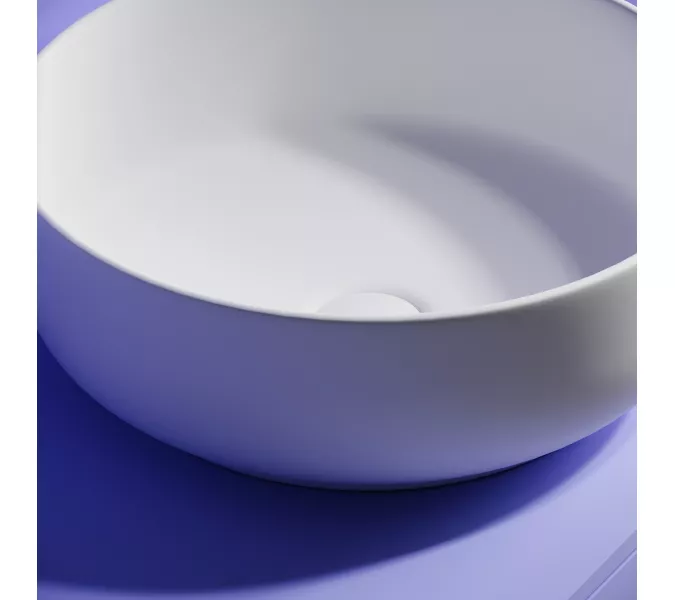 Раковина накладная CERAMICANOVA Taycan, круглая, 375x375x140, белая матовая, Выбрать цвет: Белый матовый, изображение 5