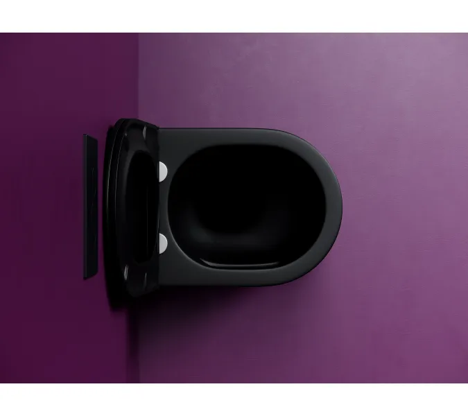 Подвесной унитаз CERAMICANOVA Ulma безободковый, смыв торнадо, Выбрать цвет: Черный матовый, изображение 6