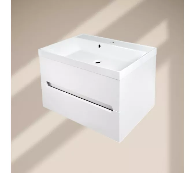 Тумба подвесная ACWEN TORNO  белая матовая с раковиной, Выбрать цвет: Белый матовый, Выбрать размер: 80, Внешний вид: с белой раковиной, изображение 8
