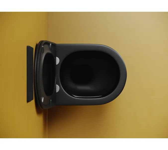 Подвесной унитаз CERAMICANOVA Vogue безободковый, смыв торнадо, Выбрать цвет: Черный матовый, изображение 6