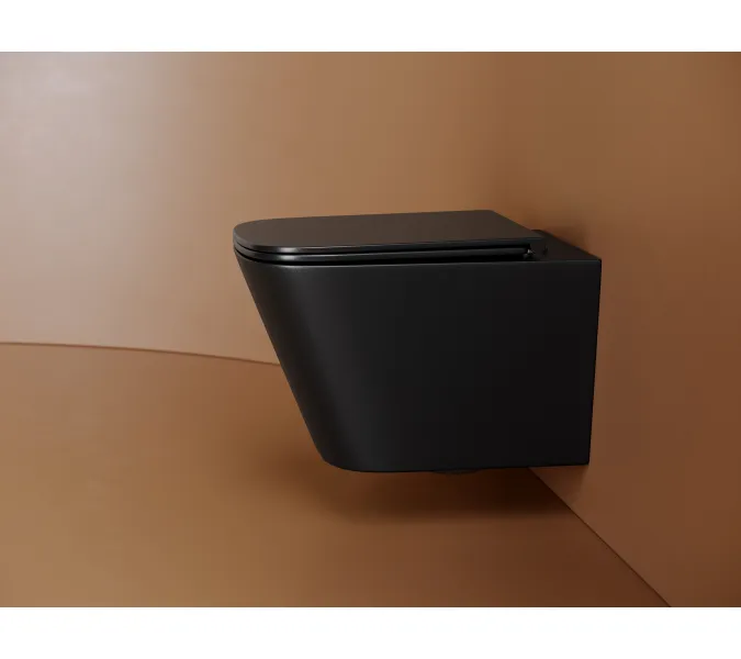 Подвесной унитаз CERAMICANOVA Union безободковый, смыв торнадо, Выбрать цвет: Черный матовый, изображение 4