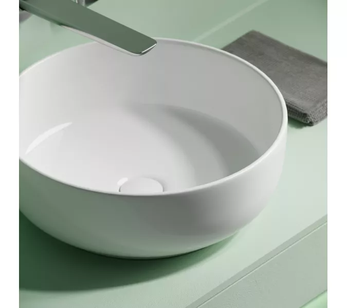 Раковина накладная CERAMICANOVA Taycan, круглая, 375x375x140, белая, Выбрать цвет: Белый, изображение 3