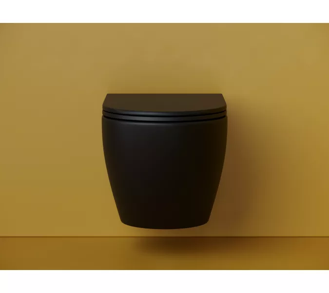 Подвесной унитаз CERAMICANOVA Metropol безободковый, смыв торнадо, Выбрать цвет: Черный матовый, изображение 3