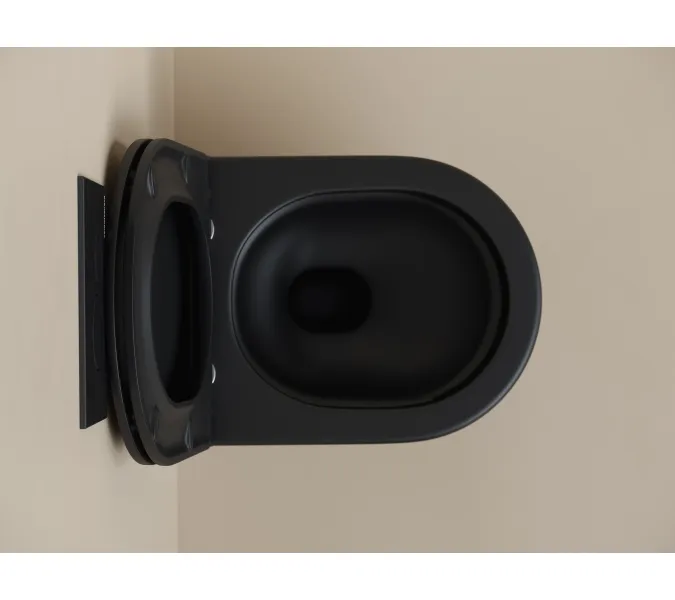 Подвесной унитаз  CERAMICANOVA UP безободковый, смыв торнадо, Выбрать цвет: Черный матовый, изображение 6