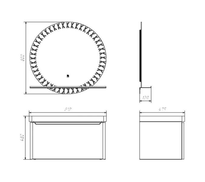 Зеркало для ванной комнаты Comforty Арзамас 80 LED-подсветка, бесконтактный сенсор, полка-графит, изображение 4