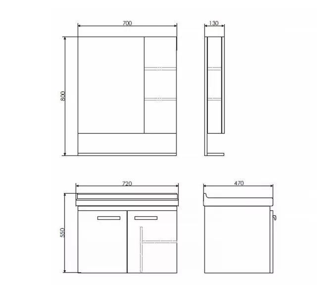 Тумба-умывальник Comforty Рига 70 белый глянец с раковиной Comforty 9335-70, изображение 8