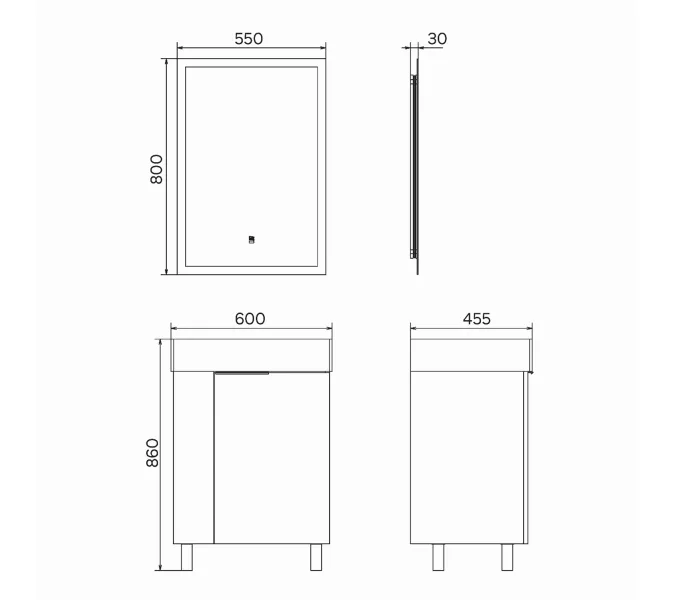 Напольная тумба-умывальник Comforty Асти 60Н белый глянец с раковиной CF3WL032, Выбрать цвет: Белый, изображение 7